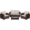 Flash Furniture 4 Piece Chocolate Brown Outdoor Faux Rattan Set DAD-SF-112T-CBN-GG